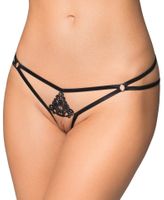 Minimalistyczne Stringi z Wycięciem w Kroku SoftLine 2477 - Czarne S-L (uniwersalny)