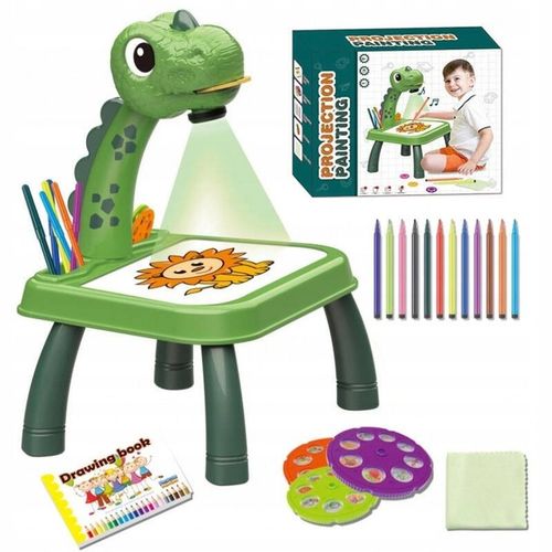 STOLIK DO NAUKI RYSOWANIA DINO TABLICA PROJEKTOR 24 wzory 12 pisaków na Arena.pl