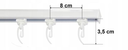 Karnisz sufitowy pojedynczy SZYNA SUFITOWA ALUMINIOWA biała żabki 250 cm na Arena.pl