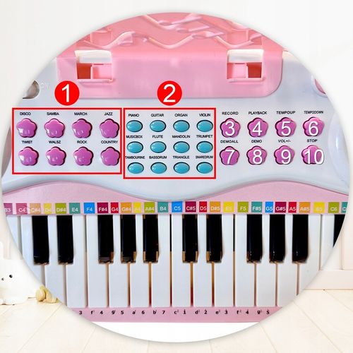 ORGANY ORGANKI KRZESEŁKO PIANINKO MP3 Z MIKROFONEM KEYBOARD USB DLA DZIECI na Arena.pl