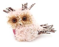 SOWA RÓŻOWA FIGURKA DEKORACJA GLAMOUR FUTERKO