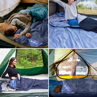 Ciepły Śpiwór Turystyczny Granatowy Z Kapturem I Pokrowcem