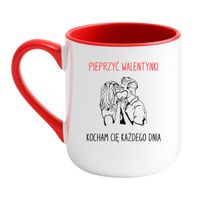 KUBEK "PIEPRZYĆ WALENTYNKI KOCHAM CIĘ KAŻDEGO DNIA" Wzór - Elegant Biało-Czerwony 330 ml