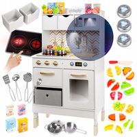 DREWNIANA KUCHNIA DLA DZIECI KINDERPLAY ŚWIATŁO LED DŹWIĘK PREMIUM 107cm