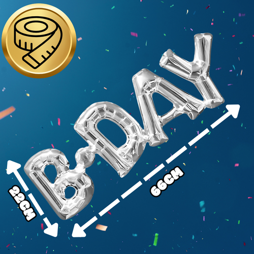 balon foliowy ogromny napis b-day srebrny urodziny 66 cm x 22 cm na Arena.pl
