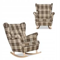Fotel uszak Winston bujany skandynawski Family Meble krata brązowo - beżowa