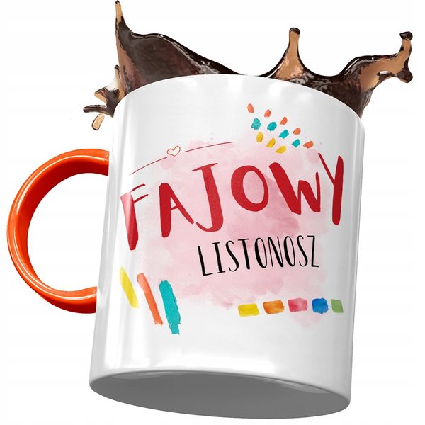 Kubek Pomarańczowy Dla Listonosza Fajowy Listonosz Z Nadrukiem Ze Zdjęciem zdjęcie 1