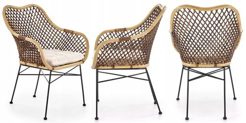 Krzesło Tarasowe do Ogrodu Balkonowe K336 z Rattanu z Podłokietnikami Boho na Arena.pl