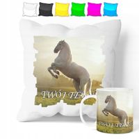 ZESTAW: KUBEK + POSZEWKA - KOŃ KONIE KUCYK - PREZENT WIELE WZORÓW + IMIĘ