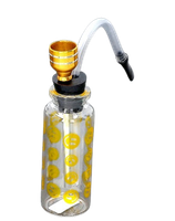 Mini Fajka Wodna Bongo Butelka 11 cm z Wężykiem Szklana Emotki Żółta