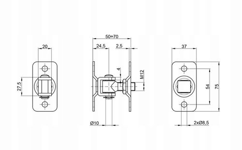 ZESTAW 2X ZAWIAS DWUSTRONNY M12 REGULOWANY PŁYTKA PRZYKRĘCANY BRAM na Arena.pl