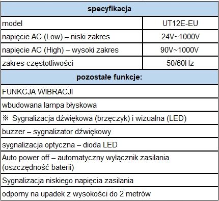Wskaźnik napięcia UT12E UNI-T zdjęcie 3