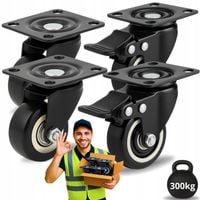 Kółka 50mm OBROTOWE z HAMULCEM ZESTAW 4 szt do 300 kg PRZEMYSŁOWE