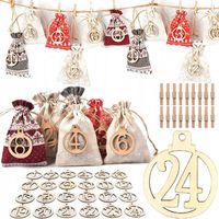 KALENDARZ ADWENTOWY DIY WISZĄCY WORECZKI DO UZUPEŁNIENIA JUTOWE NEXO