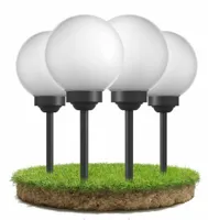 Lampy Solarne Ogrodowe LED Kula Biała Wbijana 15cm Do Ogrodu Słupek