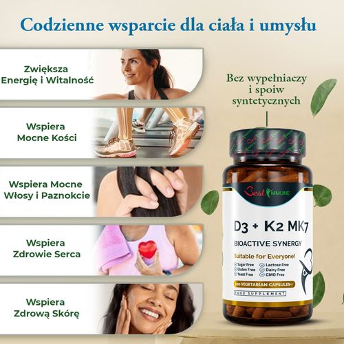 Witamina D3 2000IU K2 MK7 100mcg Max wsparcie systemu immunologicznego na Arena.pl