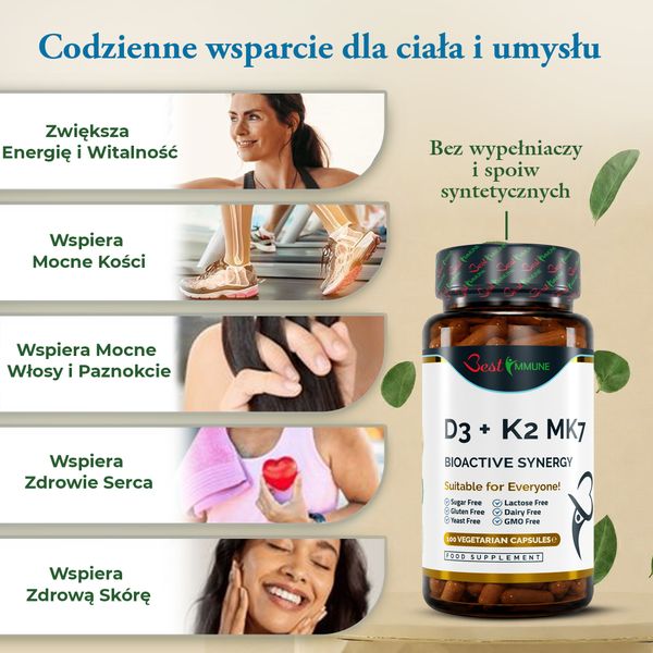 Witamina D3 2000IU K2 MK7 100mcg Max wsparcie systemu immunologicznego zdjęcie 6