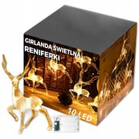 LAMPKI ŚWIĄTECZNE renifer LED świecący na baterie kurtyna świetlna ozdoby