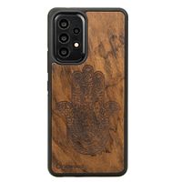 drewniane etui na samsung galaxy a73 5g hamsa imbuia