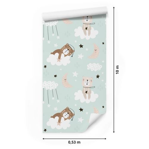 Tapeta Dla Dzieci Malowane MISIE Chmurki Gwiazdy na Arena.pl