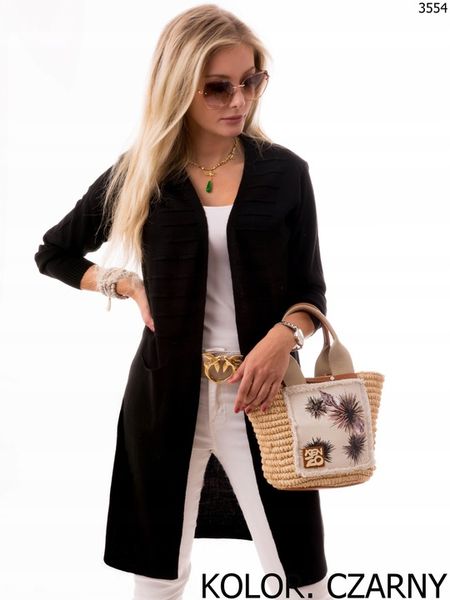 Długi SWETER KARDIGAN Narzutka Dużo Kolorów 3554 zdjęcie 2