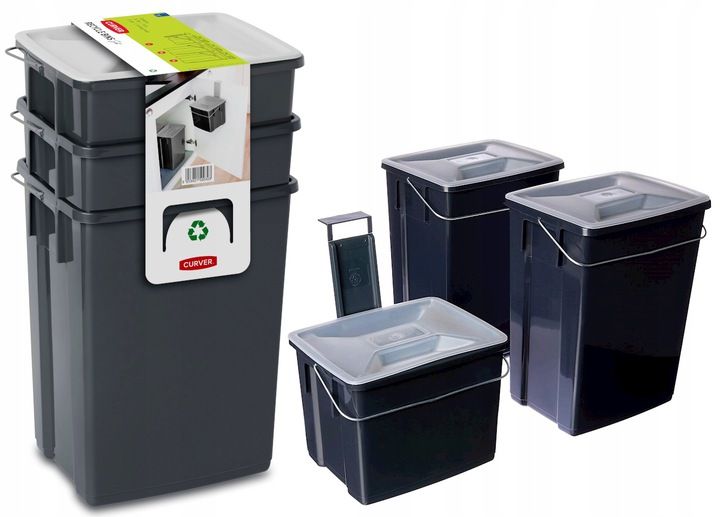 Kosz Do Segregacji Śmieci Curver 3x Pojemniki 26L zdjęcie 2