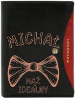 Portfel męski skórzany GRAWEROWANY prezent DLA MĘŻA TWÓJ NAPIS