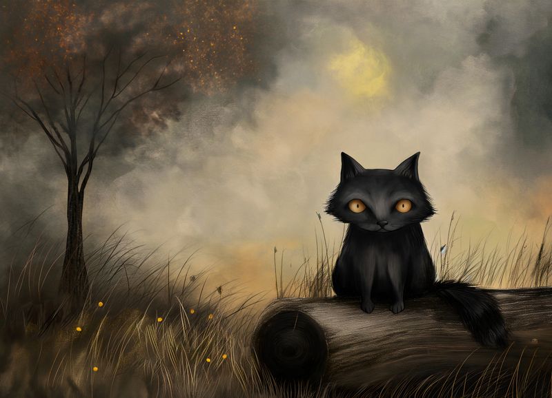 Plakat 18x13cm Czarny Kot zdjęcie 1