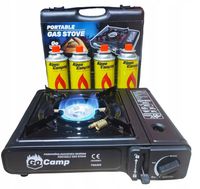 Kuchenka gazowa turystyczna przenośna dwufunkcyjna + 4x kartusz gazowy