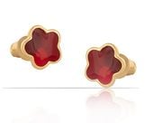 kolczyki dla dzieci czerwone kwiatuszki (p9218/3au)