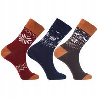 Skarpetki Świąteczne Męskie Bawełniane 3-PARY NA PREZENT KOLOR MORAJ 43-45