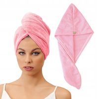 RĘCZNIK DO SUSZENIA WŁOSÓW Czepek na głowę ZAPIĘCIE MIŚ Różowy