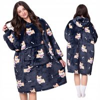 KOC BLUZA Oversize Gruba KOCOBLUZA 2w1 XXL Wzór CORGI Futrzak Bluzo