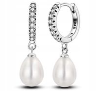 MD srebrne damskie eleganckie kobiece kolczyki koła perły perełki | S925