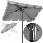 Parasol ogrodowy 240 cm duży składany z korbką na balkon, taras jasnoszary