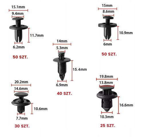SPINKI SAMOCHODOWE ZESTAW SPINEK SAMOCHODOWYCH DO TAPICERKI 635 + ŚCIĄGACZE na Arena.pl