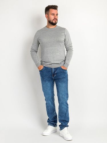 Sweter Męski z Wiskozą Pullover Dopasowany Gładki Okrągły Dekolt na Arena.pl