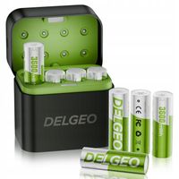 8-pak baterii litowych 1.5 V AA z szybką ładowarką 2.5 H 2000 cykli Delgeo