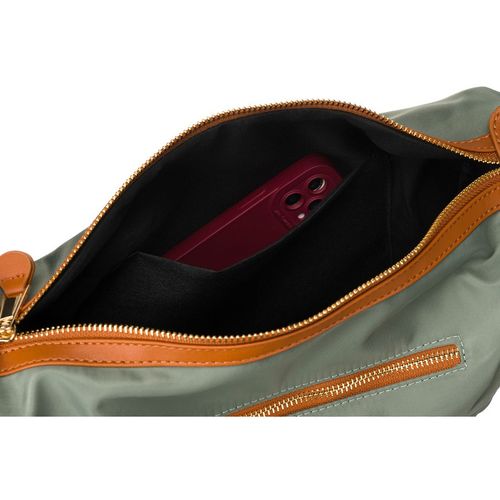 nylonowa listonoszka damska w zielono-brązowym kolorze z zewnętrzną na Arena.pl