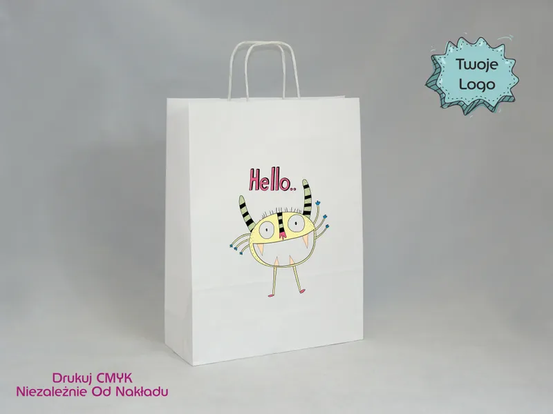 Torba papierowa biała 32 x 12 x 41 cm zdjęcie 4