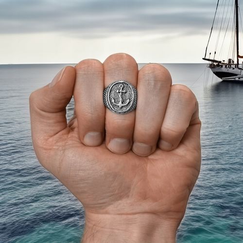 Sygnet Srebrny pr. 925 z Kotwicą Pierścień Żeglarski Marynarski | r. 24 na Arena.pl