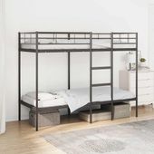 Łóżko piętrowe bez materaca, czarne, 80x200 cm, stal