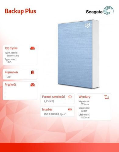 Seagate Dysk Backup Plus 5TB 2,5 STHP5000402 niebieski na Arena.pl