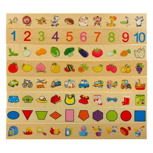 Sorter Drewniany Układanka Logiczna Edukacyjna Dopasuj Obrazki dla Dzieci na Arena.pl