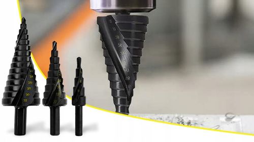 WIERTŁA STOŻKOWE STOPNIOWE DO METALU DREWNA PLASTIKU BLACH ZESTAW na Arena.pl