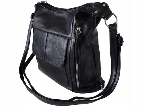 Torebka Damska Torebko-Plecak Miejska Listonoszka Czarny Styl Duży na Arena.pl