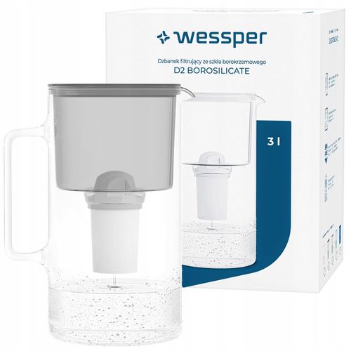 Dzbanek filtrujący szklany Wessper D2 Borosilicate 3l + filtr na Arena.pl