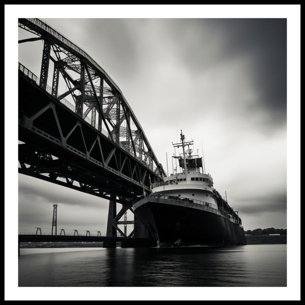 Plakat 90x90cm Statek przy Moście zdjęcie 3