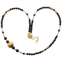 Naszyjnik - Granat, Turmalin czarny, Hematyt i srebro złocone