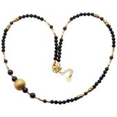 Naszyjnik - Granat, Turmalin czarny, Hematyt i srebro złocone